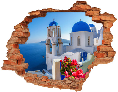 Fototapeta dziura na ścianę 3d Santorini Grecja