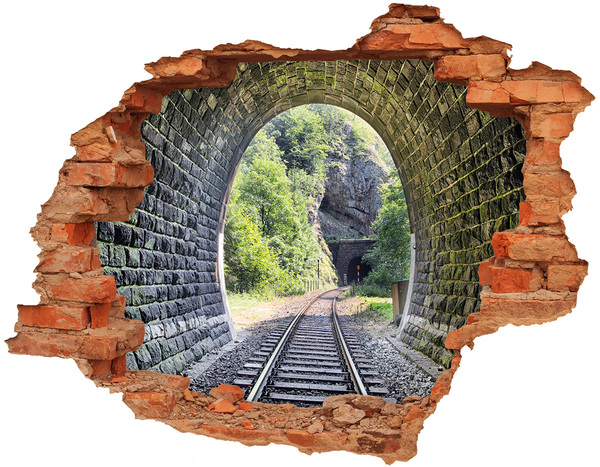 Fototapeta dziura na ścianę 3d Tunel kolejowy