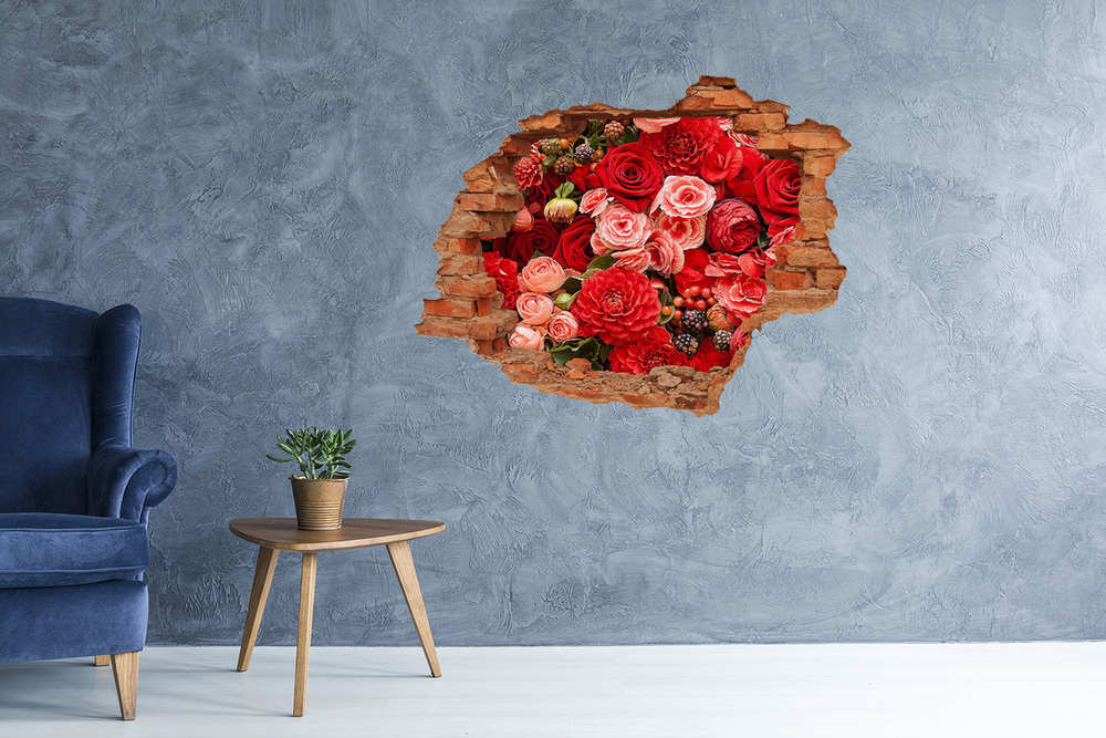 Samoprzylepna dziura na ścianę Czerwone kwiaty