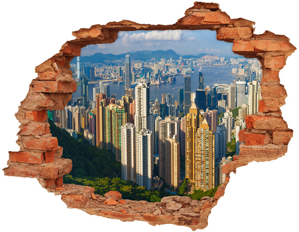 Fototapeta dziura na ścianę 3d Hongkong panorama