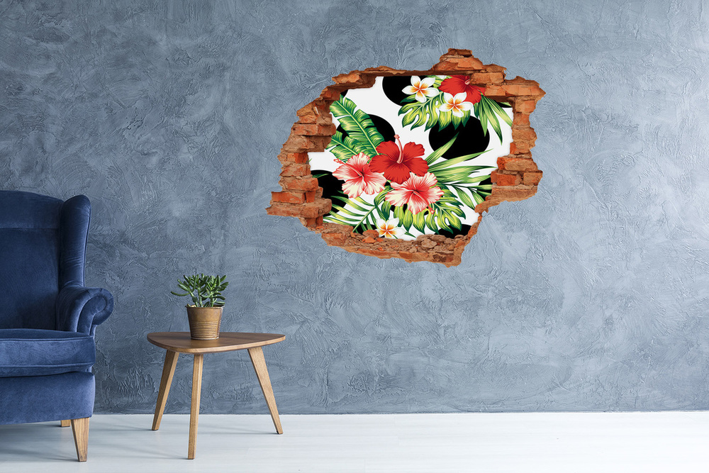 Okleina 3D dziura na ścianę Hawajskie kwiaty