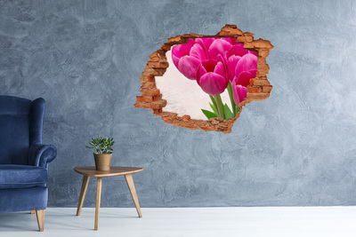 Samoprzylepna dziura na ścianę Różowe tulipany
