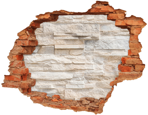 Naklejka 3D dziura samoprzylepna Uszkodzona ściana z kamiennym wykończeniem
