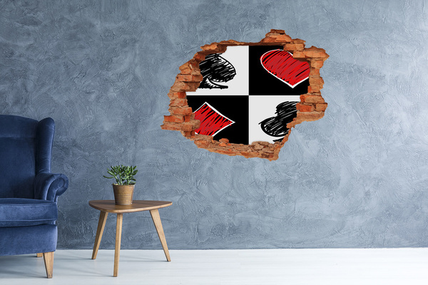 Fototapeta dziura na ścianę Złamana ściana z czerwonymi akcentami