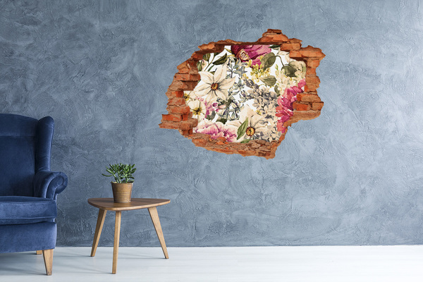 Naklejka 3D dziura samoprzylepna Kwiatowy ogród za ścianą