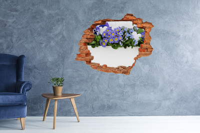 Naklejka 3D dziura na ścianę Niebieskie kwiaty