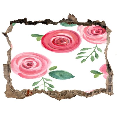 Naklejka 3D dziura na ścianę samoprzylepna Róże