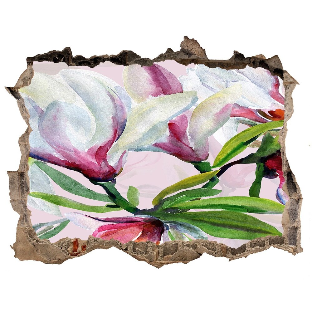Naklejka 3D dziura na ścianę Kwiaty magnolii