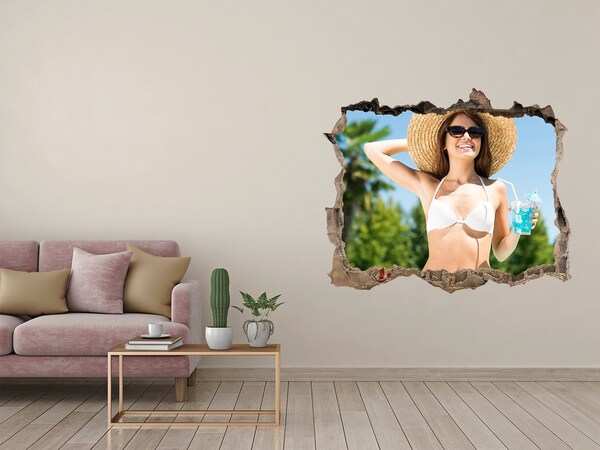 Fototapeta dziura na ścianę Kobieta nad basenem