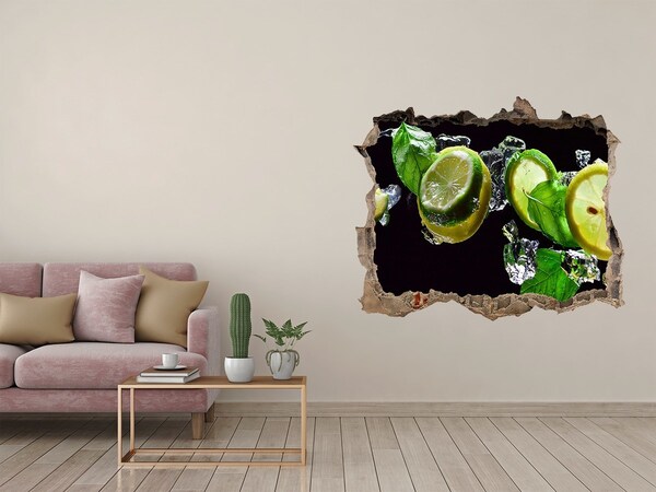 Naklejka 3D dziura na ścianę Limonka i cytryna