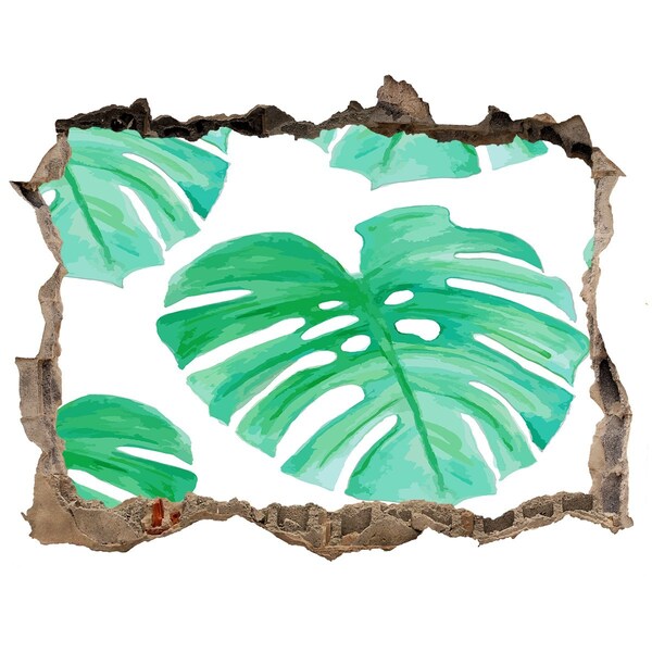 Naklejka 3D dziura na ścianę beton Monstera