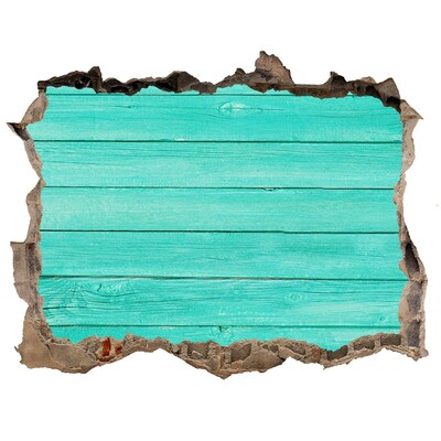 Fototapeta dziura na ścianę Turkusowa deska w dziurze w ścianie