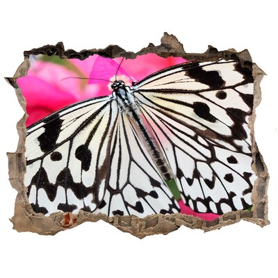 Dziura 3d fototapeta naklejka Motyl na kwiatku