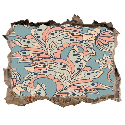 Naklejka 3D dziura na ścianę Kwiatowy wzór w dziurze w ścianie