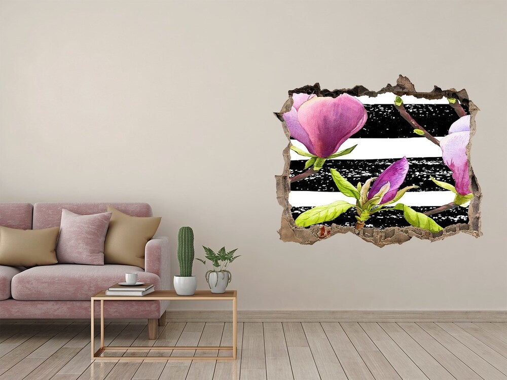 Naklejka 3D dziura na ścianę Magnolia paski
