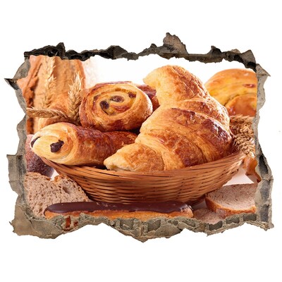 Naklejka 3D dziura na ścianę Pyszne wypieki w koszyku