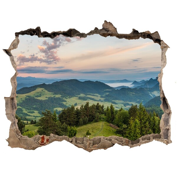 Dziura 3d w ścianie naklejka Panorama Pieniny