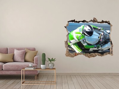 Fototapeta dziura na ścianę 3d Wyścig motocyklowy