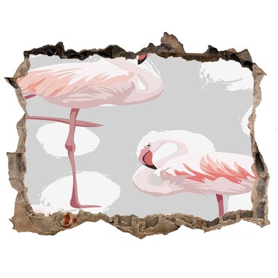 Dziura 3d fototapeta naklejka Flamingi