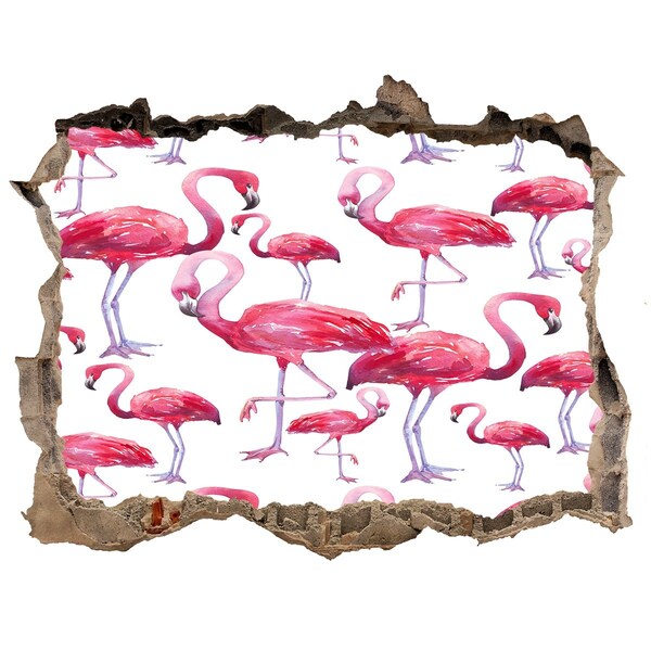 Dziura 3d fototapeta na ścianę naklejka Różowe flamingi w tropikalnym stylu