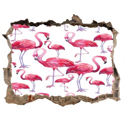 Dziura 3d fototapeta na ścianę naklejka Różowe flamingi w tropikalnym stylu