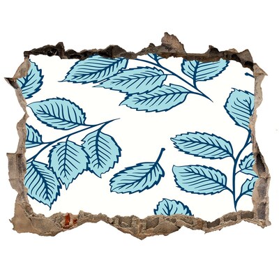 Naklejka 3D dziura na ścianę samoprzylepna Zielone liście na tle ściany