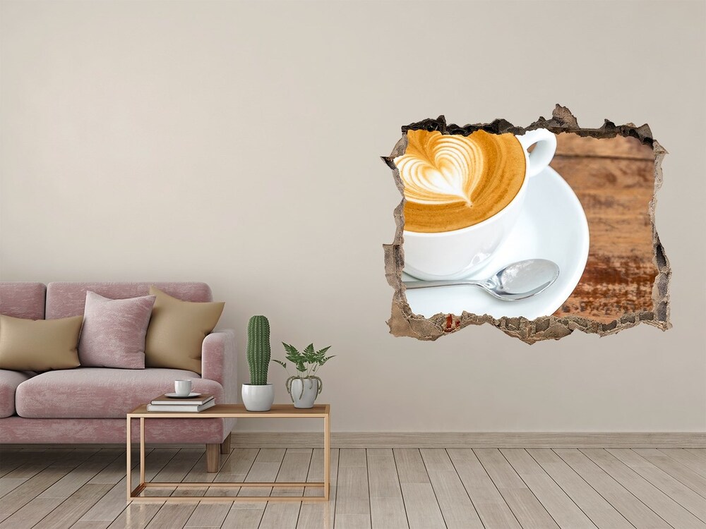 Naklejka 3D dziura na ścianę Kawa w filiżance
