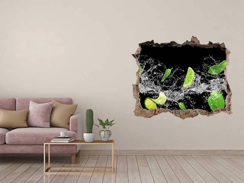 Naklejka 3D dziura na ścianę Limonka z miętą