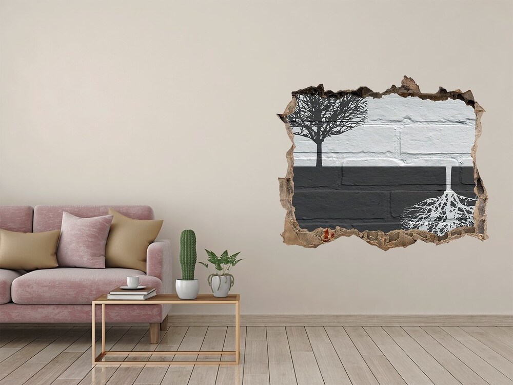 Dziura 3d fototapeta ścienna Drzewa na murze