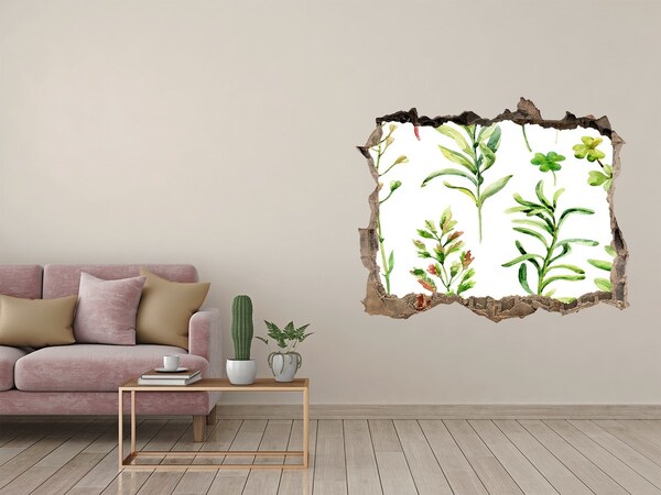 Naklejka 3D dziura na ścianę Zielona oaza w betonie