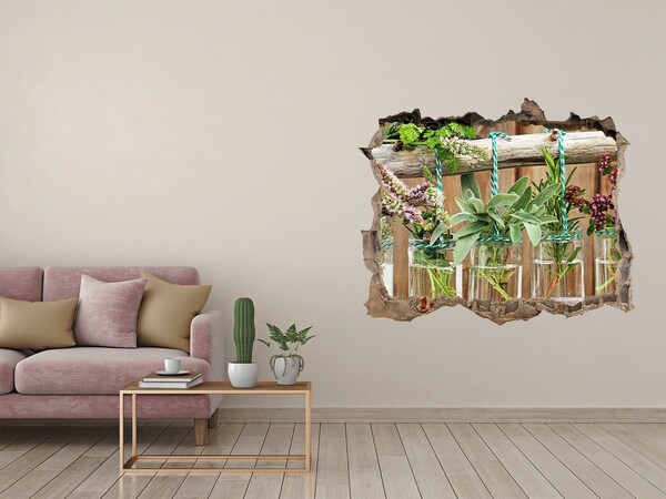 Samoprzylepna naklejka fototapeta Ziołowy ogród w słoikach