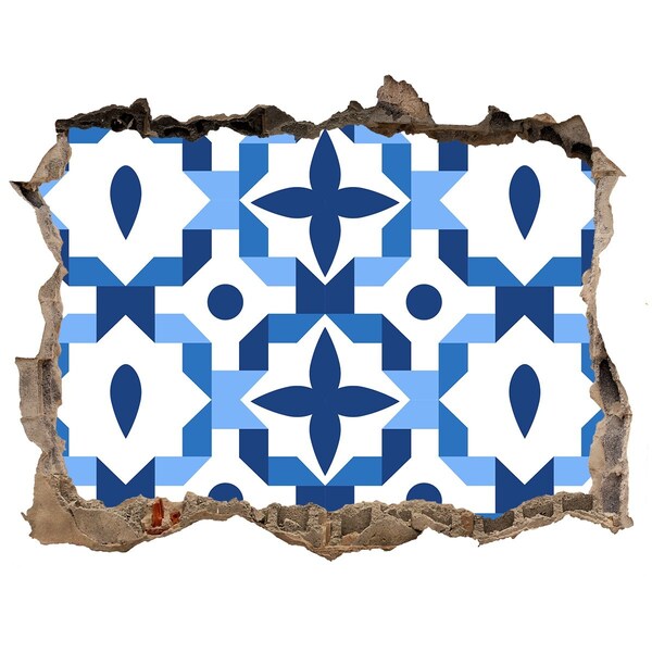 Fototapeta dziura na ścianę Niebieskie wzory na ścianie