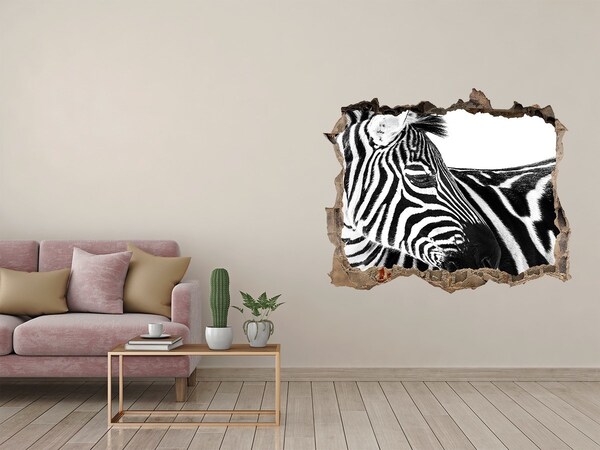 Dziura 3d fototapeta naklejka Zebra w dziurze w ścianie