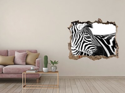 Dziura 3d fototapeta naklejka Zebra w dziurze w ścianie