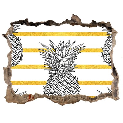 Samoprzylepna naklejka beton Ananas na tle złotych pasków