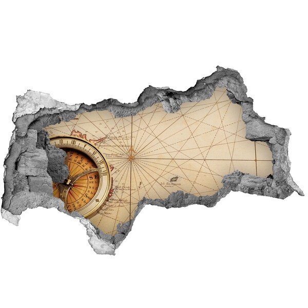 Samoprzylepna dziura na ścianę Kompas na mapie