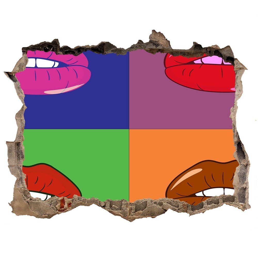 Foto zdjęcie dziura na ścianę Kolorowe usta