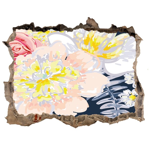 Naklejka 3D dziura na ścianę Kwiatowy ogród za ścianą