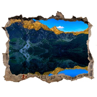 Dziura 3d w ścianie naklejka Górski krajobraz z jeziorem