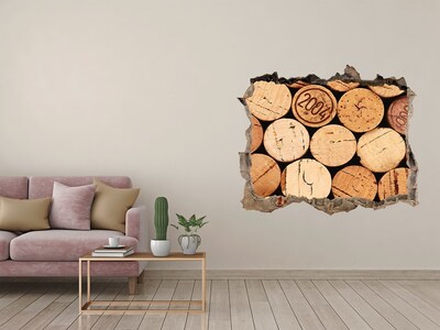 Naklejka 3D dziura Korki od wina za ścianą