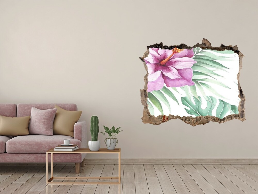 Naklejka 3D dziura na ścianę Hawajskie kwiaty