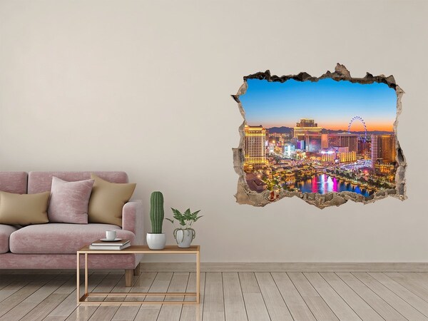 Fototapeta dziura na ścianę 3d Las Vegas nocą