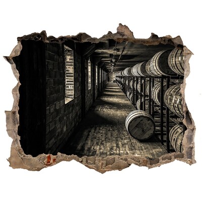 Fototapeta dziura na ścianę 3d Wnętrze piwnicy z beczkami