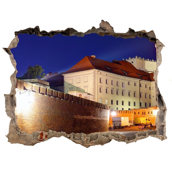 Fototapeta dziura na ścianę 3d Zamek w nocnej scenerii