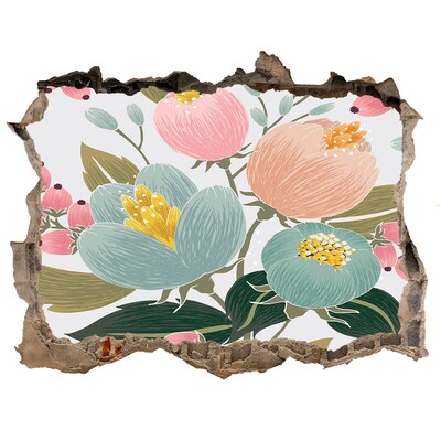 Naklejka 3D dziura samoprzylepna Kwiatowy mural w uszkodzonej ścianie