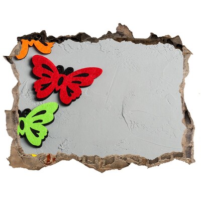 Dziura 3d fototapeta naklejka Kolorowe motyle