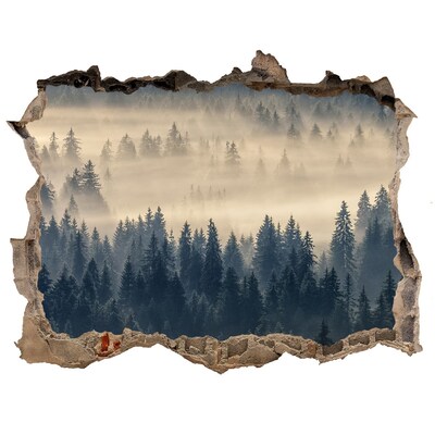 Dziura 3d w ścianie naklejka Mgła nad lasem