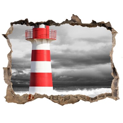 Dziura 3d w ścianie naklejka Latarnia morska w burzowej scenerii