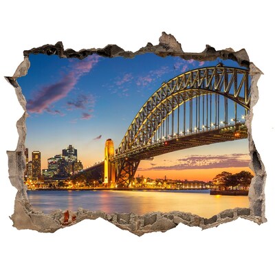 Dziura 3d w ścianie naklejka Most Sydney w zachodzącym słońcu