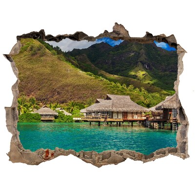 Dziura 3d w ścianie naklejka Tropikalna oaza wśród gór